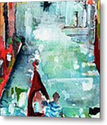 Gondola In The Mist Venice Italy Metal Print