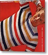 Gq Cover Of Man Wearing Striped Sweater Metal Print