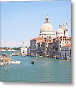 Grand Canal And Salute Cathedral In Metal Print