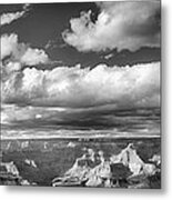 Grand Canyon Mather Point In Black  And White Metal Print