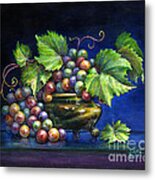 Grapes In A Footed Bowl Metal Print