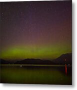 Green Aurora At Harrison Hot Springs Metal Print