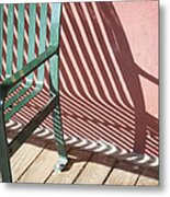 Green Metal Bench With Shadow In Tombstone Arizona Metal Print