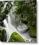 Green Moss Waterfall Metal Print