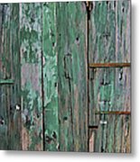 Green Wooden Weathered Barn Door Metal Print