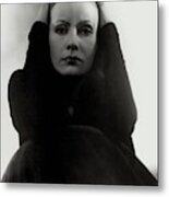 Greta Garbo Wearing A Black Dress Metal Print