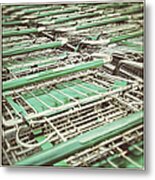 Grocery Shopping Carts Metal Print