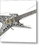 Guitar Bw Metal Print