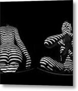 H Stripe Series One Sensual Zebra Woman Abstract Black White Nude 1 To 3 Ratio Metal Print