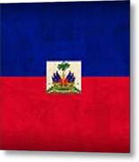 Haiti Flag Vintage Distressed Finish Metal Print