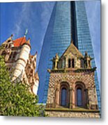 Hancock Tower Over Trinity Church Metal Print