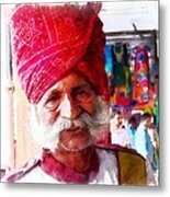 Handsome Doorman Turban India Rajasthan Jaipur Metal Print