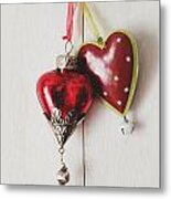Hanging Ornaments On White Background Metal Print