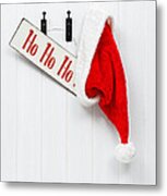 Hanging Santa Hat And Sign Metal Print