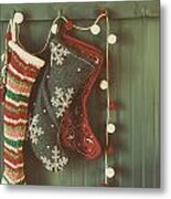 Hanging Stockings Ready For Christmas Metal Print