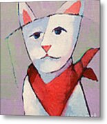 Hanky Cat Metal Print