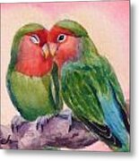 Happiness Forever Lovebirds Metal Print