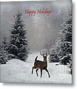 Happy Holidays - On A Snowy Evening Metal Print