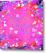 Happy Valentines Day Grunge Hearts Greeting Card Metal Print