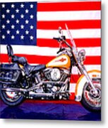 Harley And Us Flag Metal Print