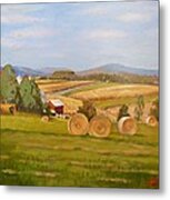 Harvest Time On Berger Hill Metal Print