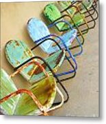 Have A Seat Rusty Chairs Metal Print