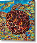 Hawksbill Sea  Turtle And  Snappers Metal Print