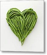 Heart-shaped Formed By Fresh Green Beans Metal Print