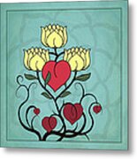 Hearts And Lotus Blossoms Metal Print