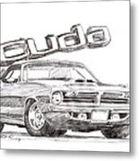 Hemi Cuda Power Metal Print