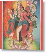 Hindu God Shiva Shakti Shankar Goddess Parvati Art Gallery India Traditional Painting Artwork Metal Print