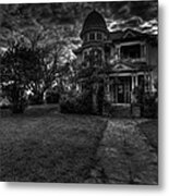 Black And White Historic Fort Worth Home Metal Print