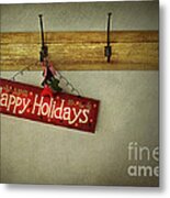 Holiday Sign On Antique Plaster Wall Metal Print