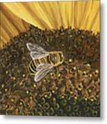 Honeybee On Sunflower Metal Print