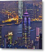 Hong Kong Night View At Victoria Peak Metal Print