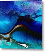 Horizontal Abstract Art Just Blue By Kredart Metal Print