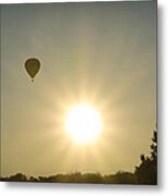 Hot Air Balloon At Sunrise Metal Print