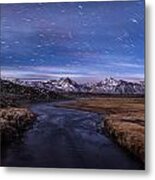 Hot Creek Star Trails Metal Print