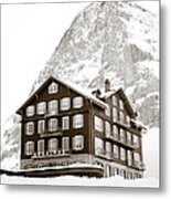 Hotel Des Alpes And Eiger North Face Metal Print