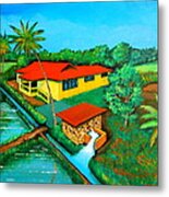 House With A Water Pump Metal Print