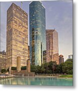 Houston Skyscraper Reflections Metal Print