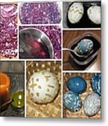 How To Decorate Easter Eggs With Wax And Cabbage Dye. Collage Series Metal Print