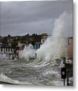 Huge Waves Batter Coastline Metal Print