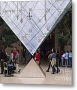 I M Pei Pyramid Inside The Louvre Entrance Metal Print