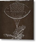 Icarus Airborn Patent Artwork Espresso Metal Print