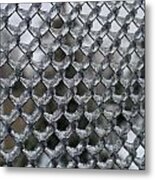 Ice On Chain Link Fence Metal Print