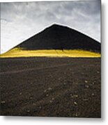 Iceland Minimalist Landscape Brown Black Yellow Metal Print