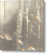 Icicles Seen Through A Frosty Window Metal Print