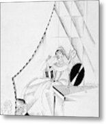 Illustration Of A Woman In A Wedding Dress Metal Print