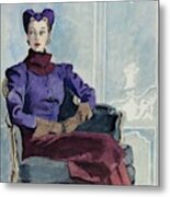 Illustration Of A Woman In An Armchair Metal Print